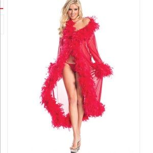 Hustler red marabou robe (sold out)